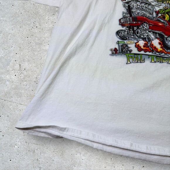 Vtg SS Camaro Rat Fink Ed Roth Style T-Shirt Wide Open Full Throttle White Sz 3X - Picture 4 of 13